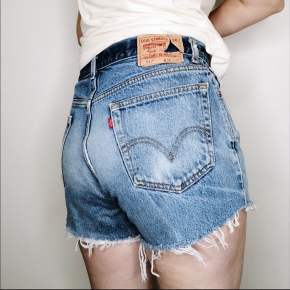 Levi's Pants - VINTAGE LEVI 517 Cut Off Denim Frayed Shorts